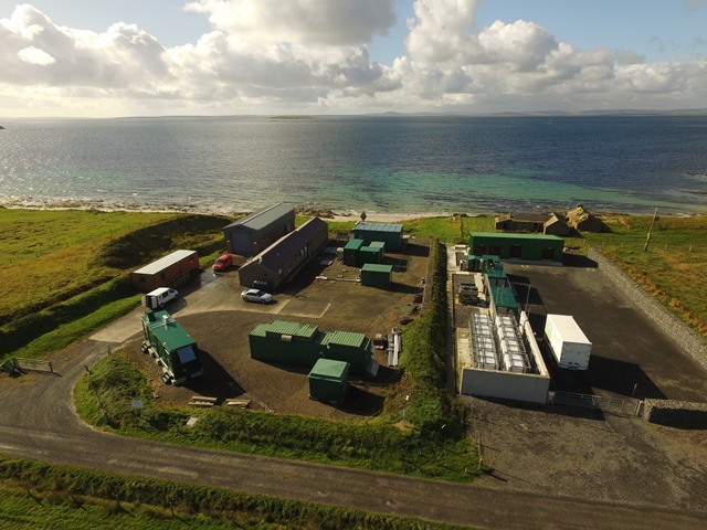 EMEC's Hydrogen production site on Eday (Credit Orkney Sky Cam)
